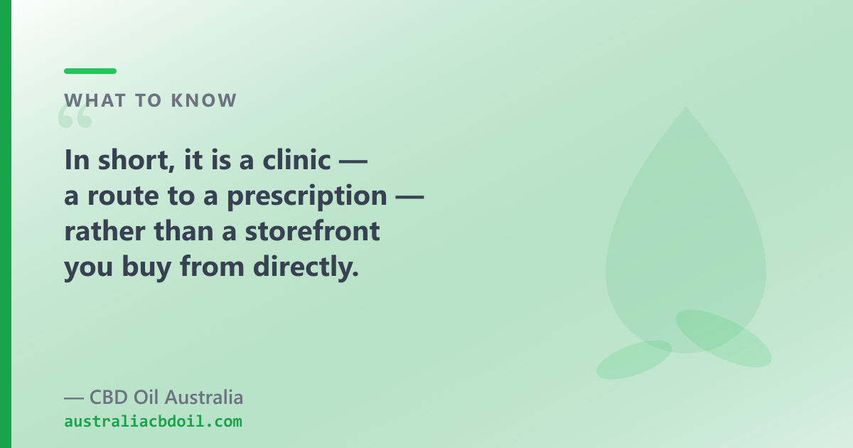CA Clinics: prescription telehealth, established 2018; CBD Oil Australia: OTC CBD oil, ships Australia-wide