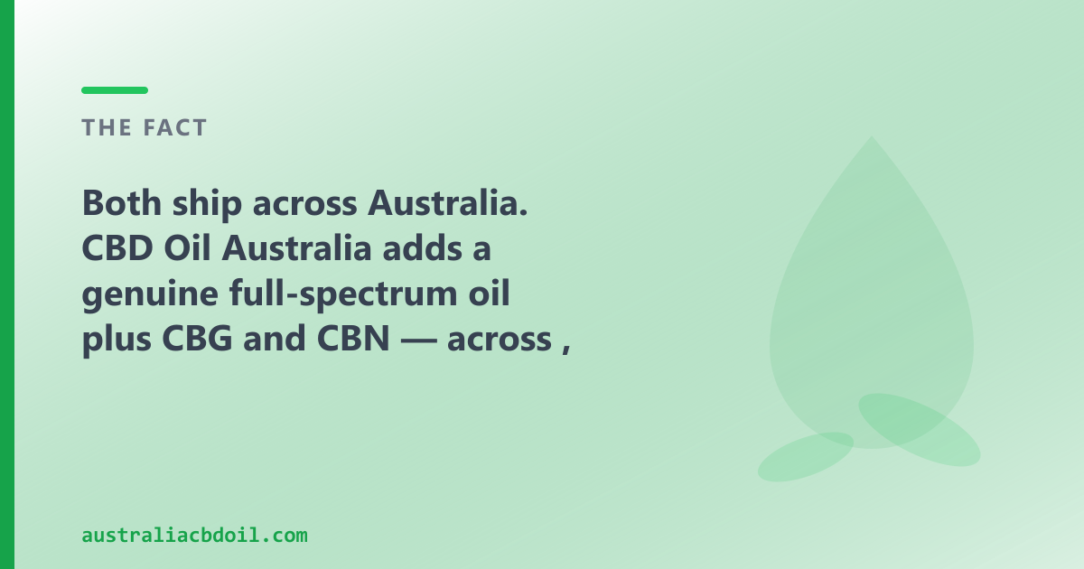 Both Chill Pill Supplements and CBD Oil Australia are Australian and ship nationally — the comparison is spectrum, label accuracy and cannabinoid range